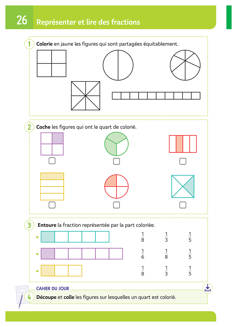 Représenter et lire les fractions Représenter et lire les fractions